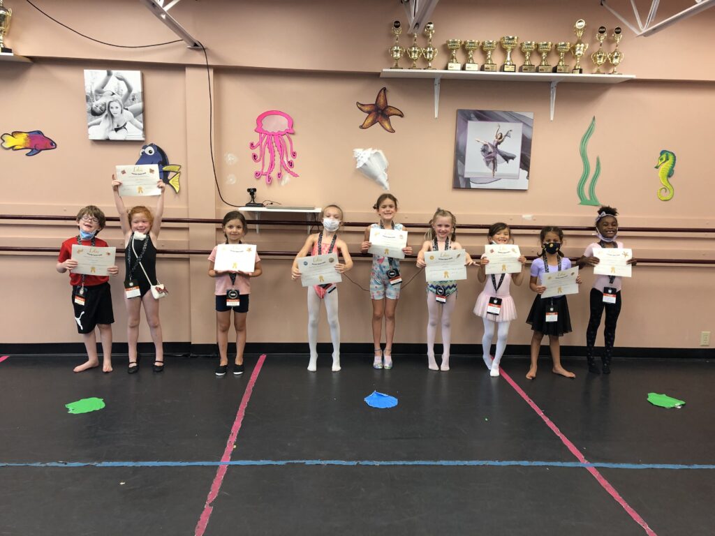 Children with certificates at the end of Leeming DanceWorks' summer dance camp